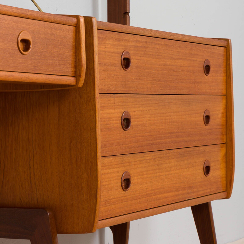 Vintage two bay teak Ergo modular wall unit by John Texmon for Blindheim Møbelfabrikk, Norway 1960s