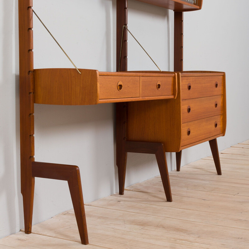 Vintage two bay teak Ergo modular wall unit by John Texmon for Blindheim Møbelfabrikk, Norway 1960s