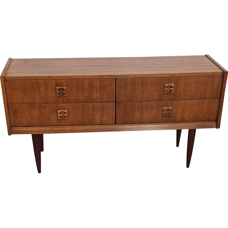 Vintage teak sideboard with 4 drawers, Scandinavian