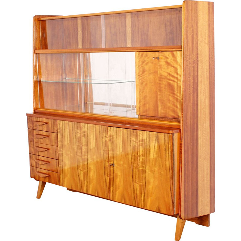 Vintage dressoir met vitrine van František Jirak