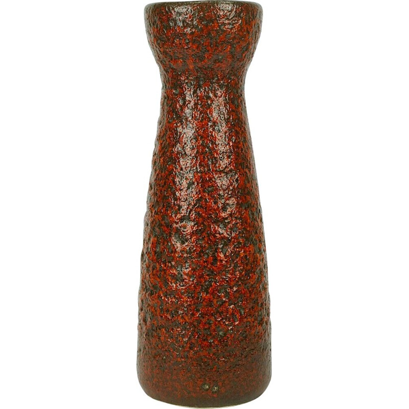 Vintage model 520-32 fat lava glaze in red and black vase by Scheurich, 1960s