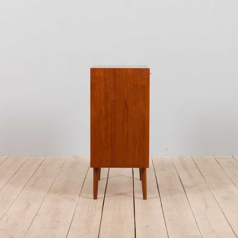 Danish vintage teak chest of drawers with almond shaped handles by Johannes Sorth for Nexø Møbelfabrik, 1960s