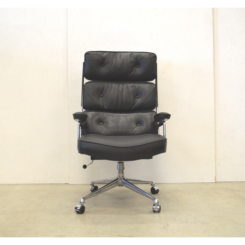 Herman Miller "Lobby Chair" in black leather, Charles & Ray EAMES - 1960s