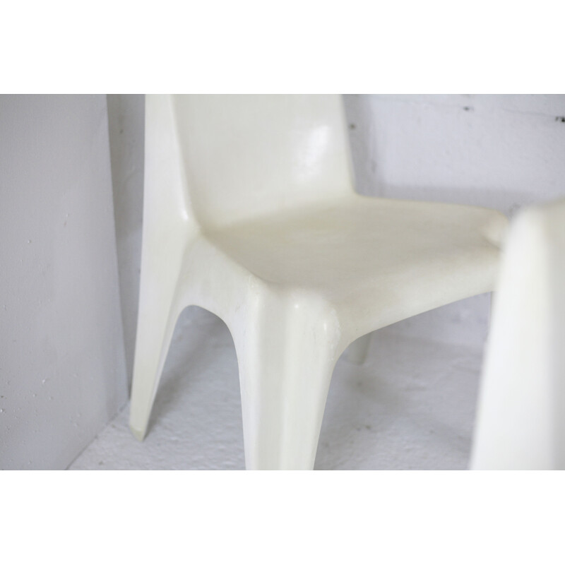 Set of 4 vintage Bofinger chairs in fiberglass and resin by Helmut Battzner, 1970