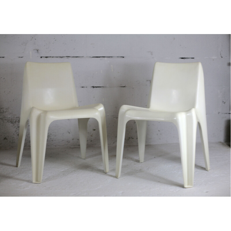 Set of 4 vintage Bofinger chairs in fiberglass and resin by Helmut Battzner, 1970