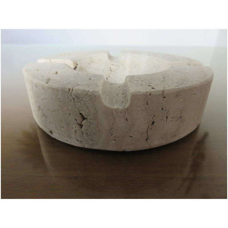 Mid century round ashtray in travertine, 1970s