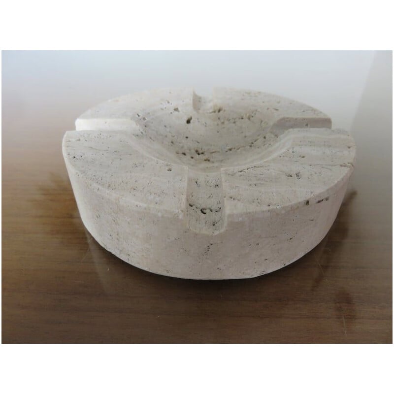 Mid century round ashtray in travertine, 1970s