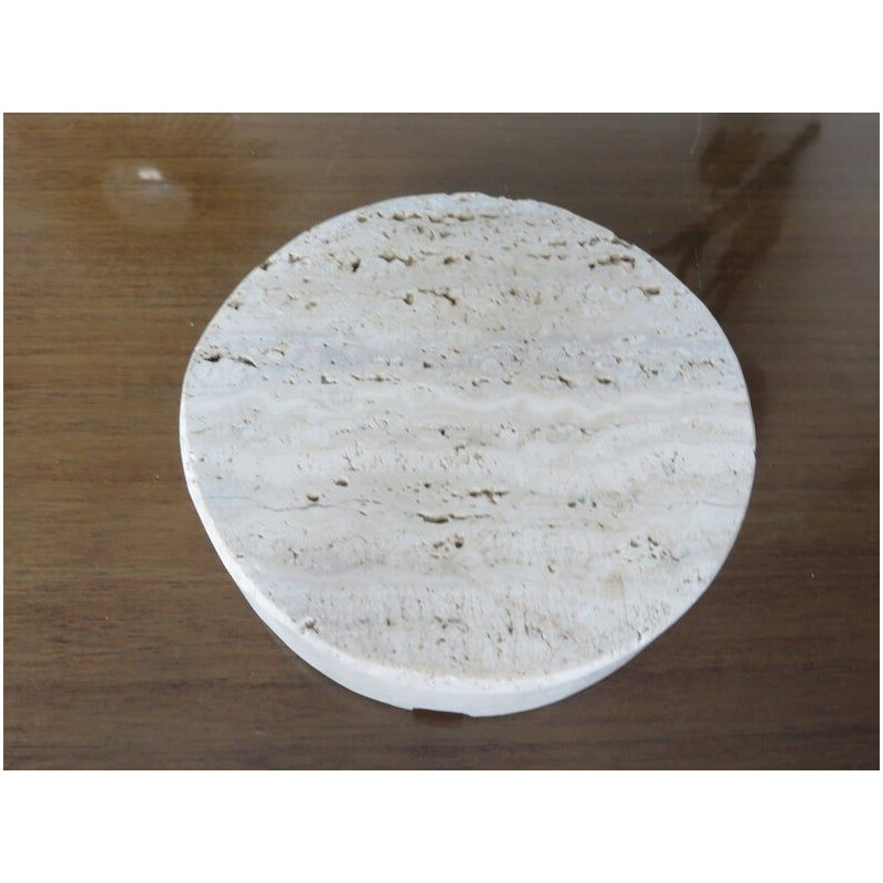 Mid century round ashtray in travertine, 1970s