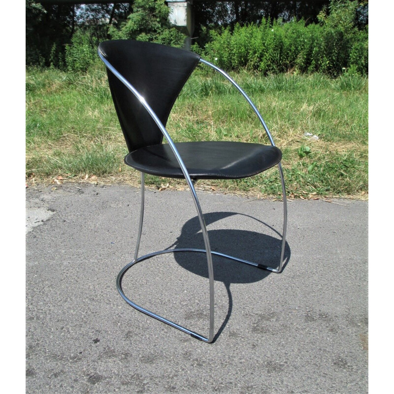 Conjunto de 3 cadeiras de couro Linda vintage por Arrben, Itália 1980