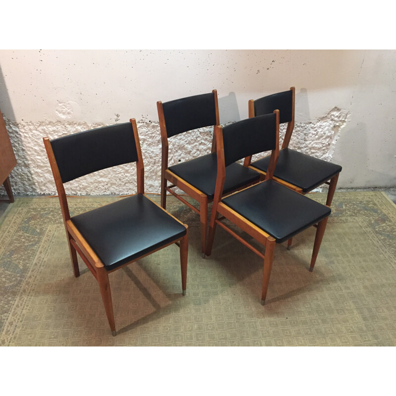 Set of 4 Scandinavian chairs in teak - 1960s