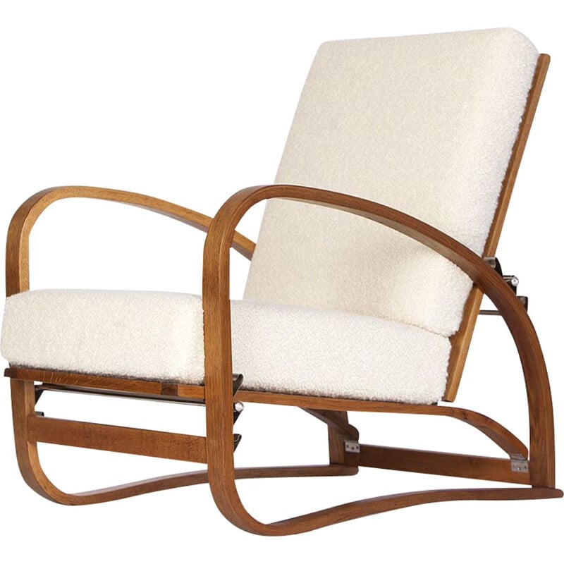 Vintage adjustable H-70 armchair by Jindrich Halabala for Spojene UP Zavody, 1930s