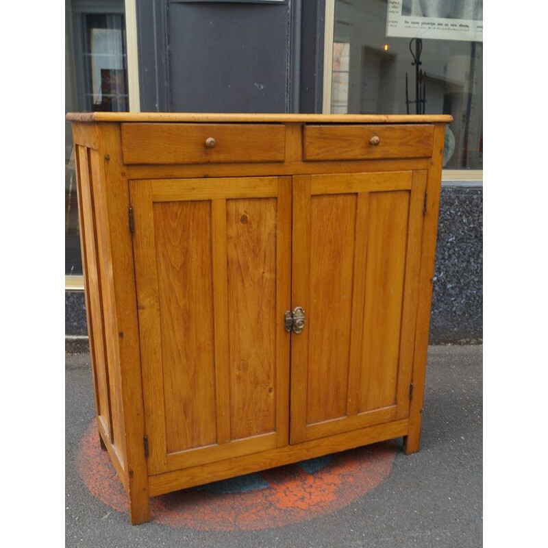 Vintage Parisian highboard in solid wood, 1950