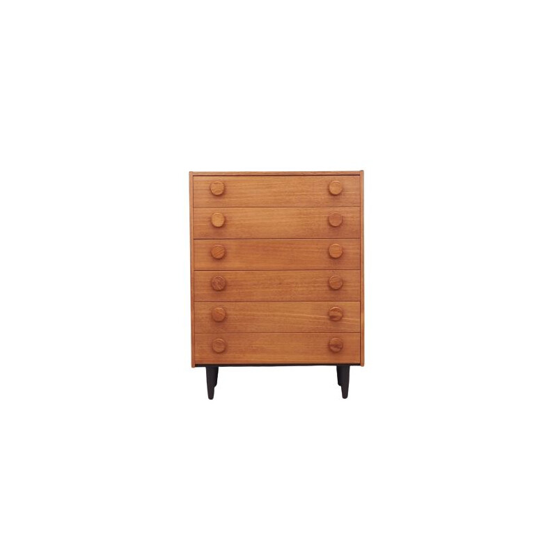 Teak vintage six drawers chest of drawers, Denmark 1970s