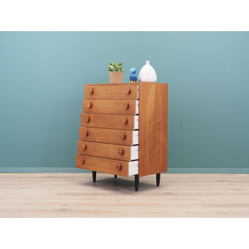 Teak vintage six drawers chest of drawers, Denmark 1970s