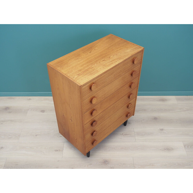 Teak vintage six drawers chest of drawers, Denmark 1970s