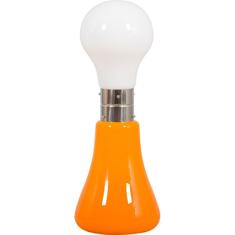 Lampe vintage Brillo en verre de Murano blanc et orange par Carlo Nason pour Mazzega, 1960
