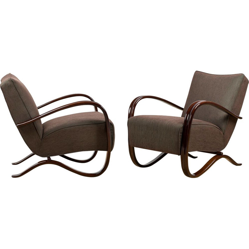 Pair of vintage H-269 armchairs by Jindřich Halabala, Czechoslovakia 1930