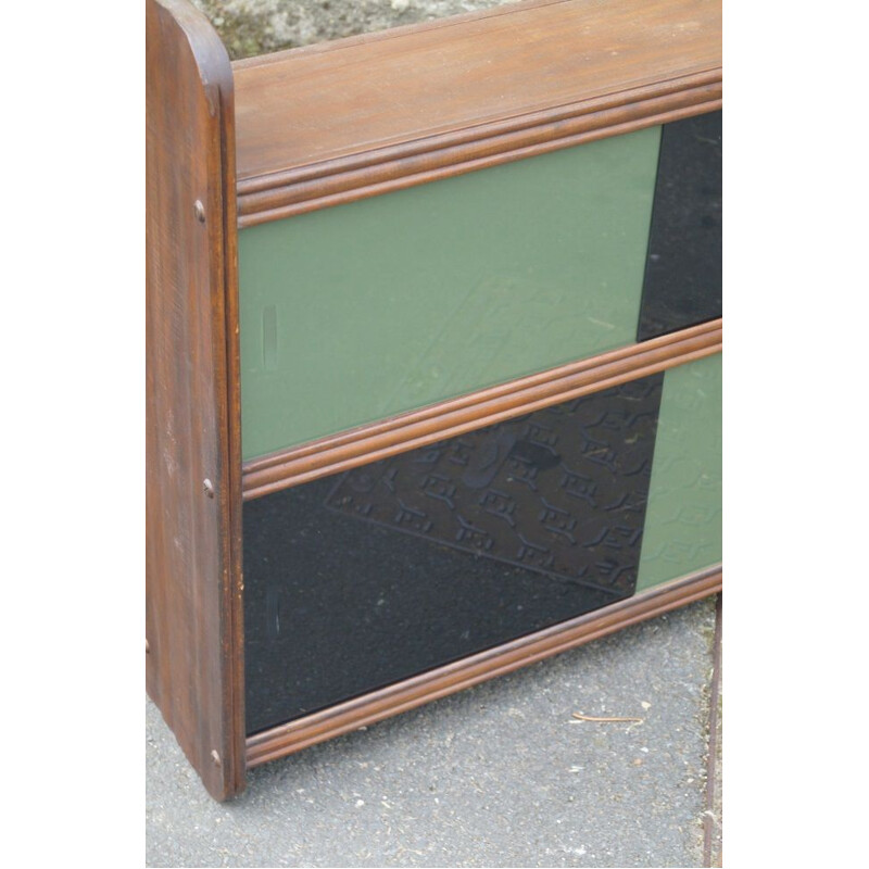 Vintage wood and glass wall cabinet, 1950