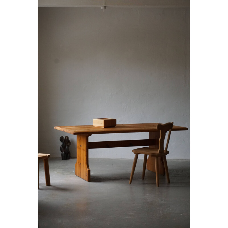 Mid century rectangular dining table in pine by Carl Malmsten for Karl Andersson & Søn, 1970s