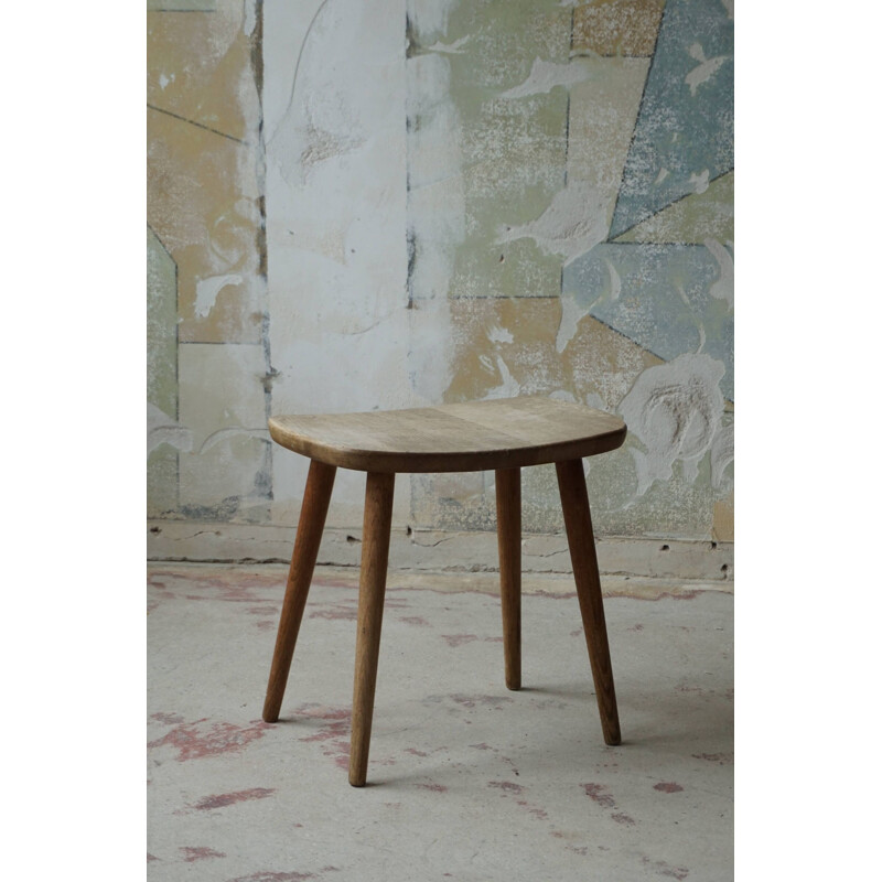 Vintage oak stool "palle" by Yngve Ekström, Sweden 1950