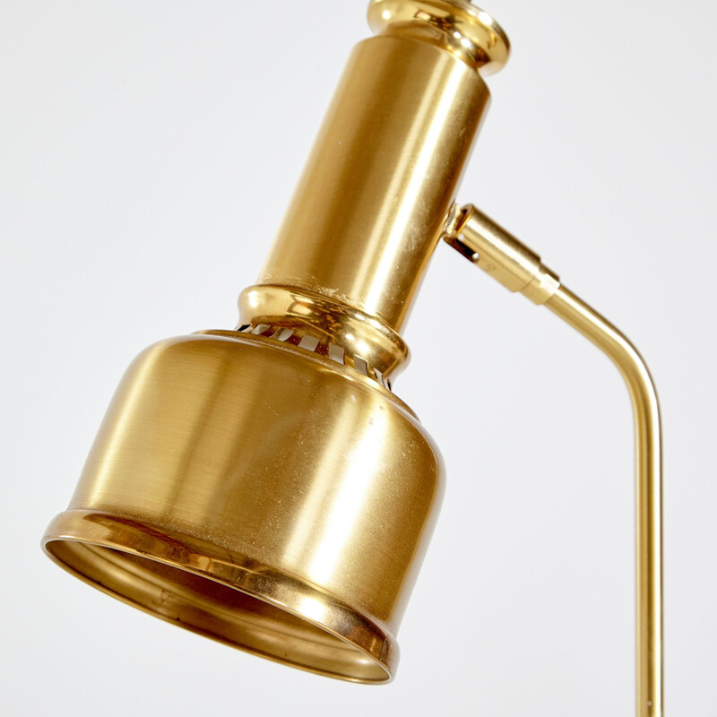 Brass Danish vintage floor lamp with two adjustable shades, 1970s