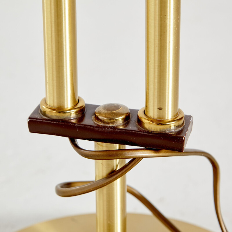 Brass Danish vintage floor lamp with two adjustable shades, 1970s