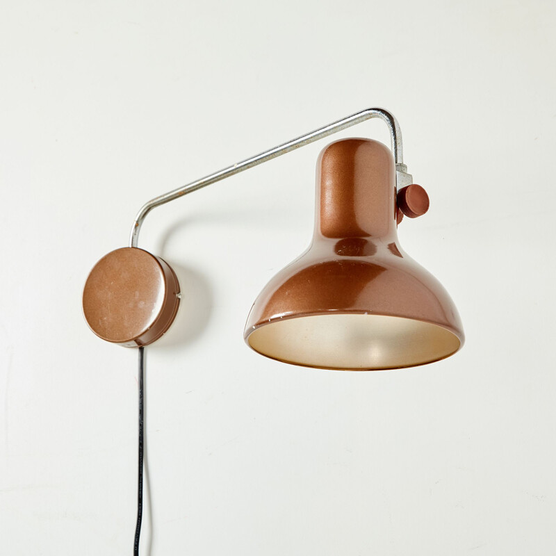 Brown metal vintage wall lamp with adjustable shade