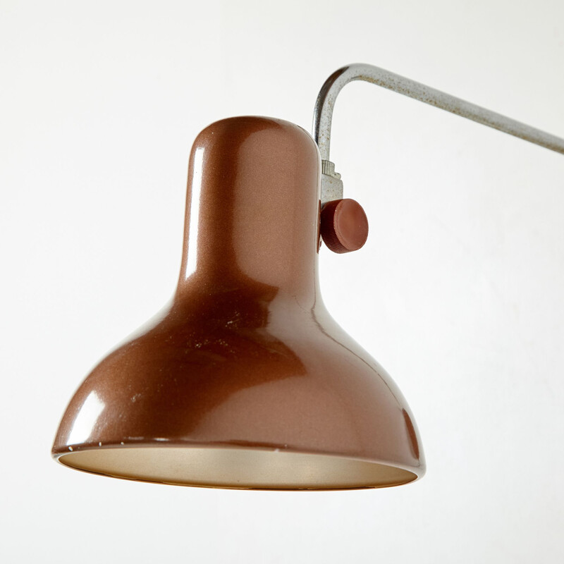 Brown metal vintage wall lamp with adjustable shade