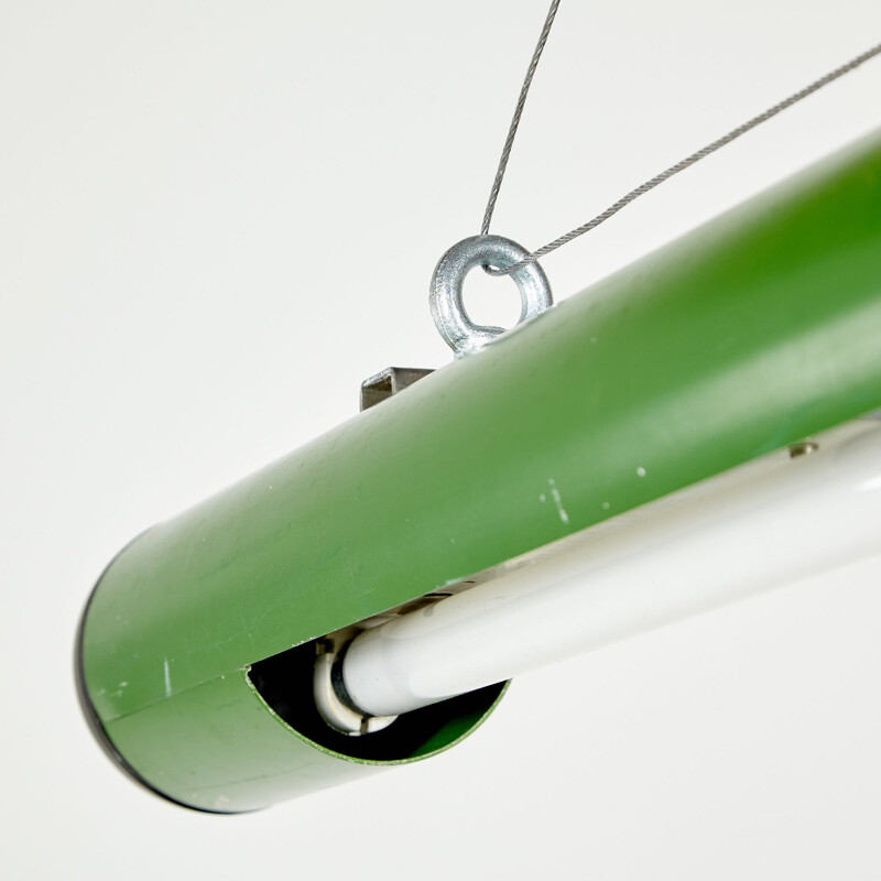 Mid century green tubular industrial lamp, 1980s