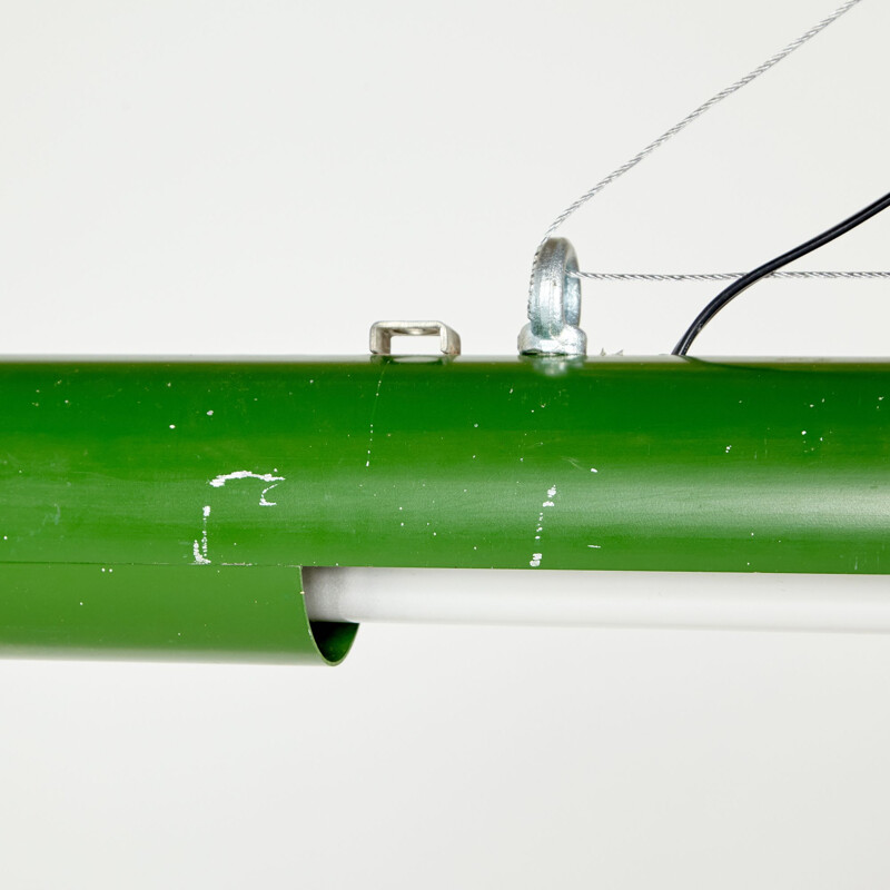 Mid century green tubular industrial lamp, 1980s