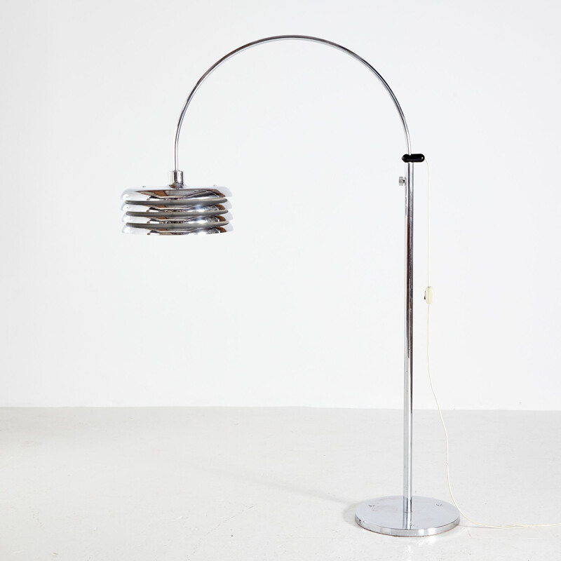 Mid century Borsfay Tamás chrome floor lamp, 1970s