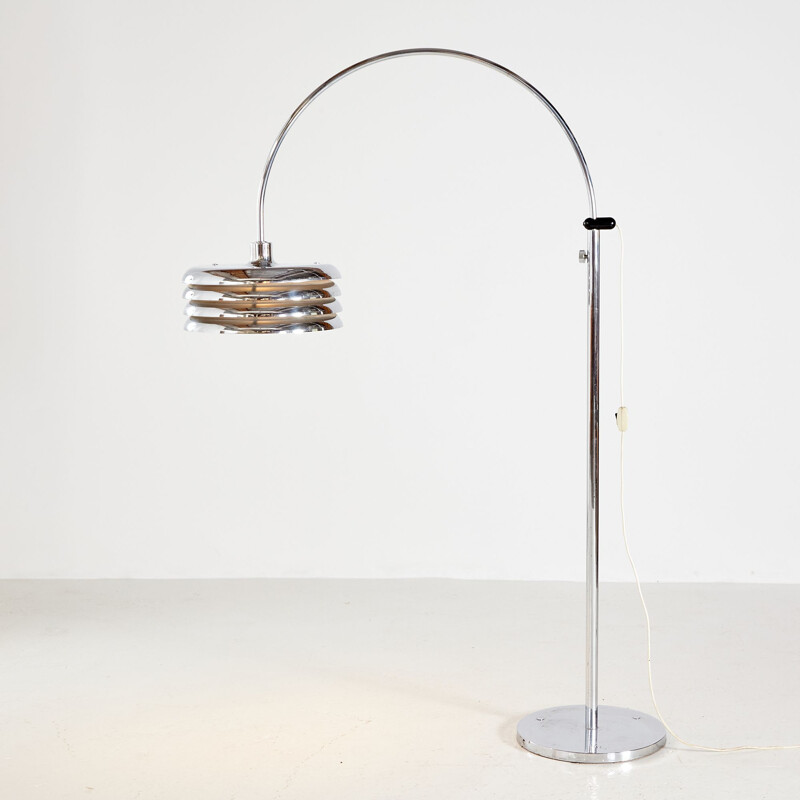 Mid century Borsfay Tamás chrome floor lamp, 1970s