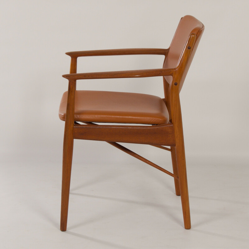 Fauteuil vintage danois en cuir brun par Arne Vodder pour Sibast, 1960