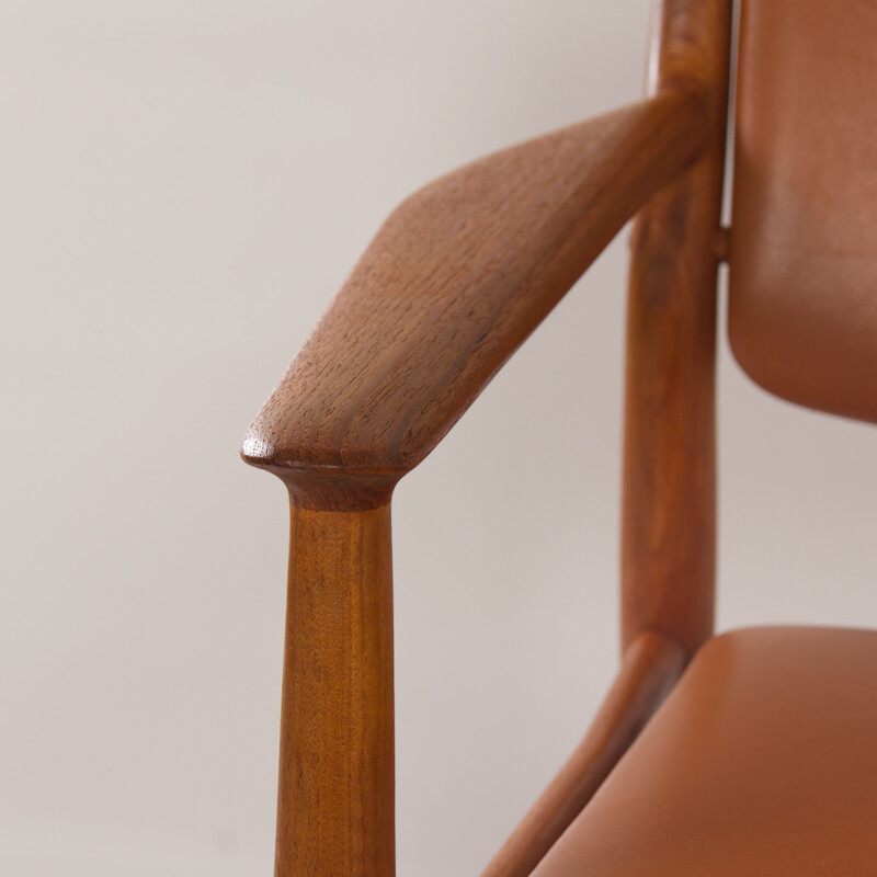 Fauteuil vintage danois en cuir brun par Arne Vodder pour Sibast, 1960