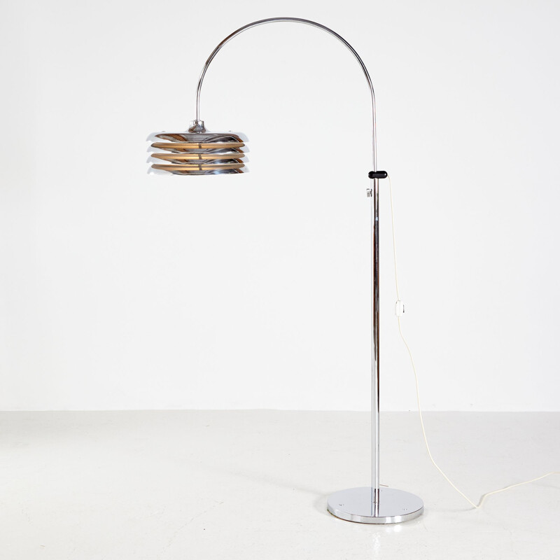 Vintage Borsfay Tamás chrome floor lamp, 1970s