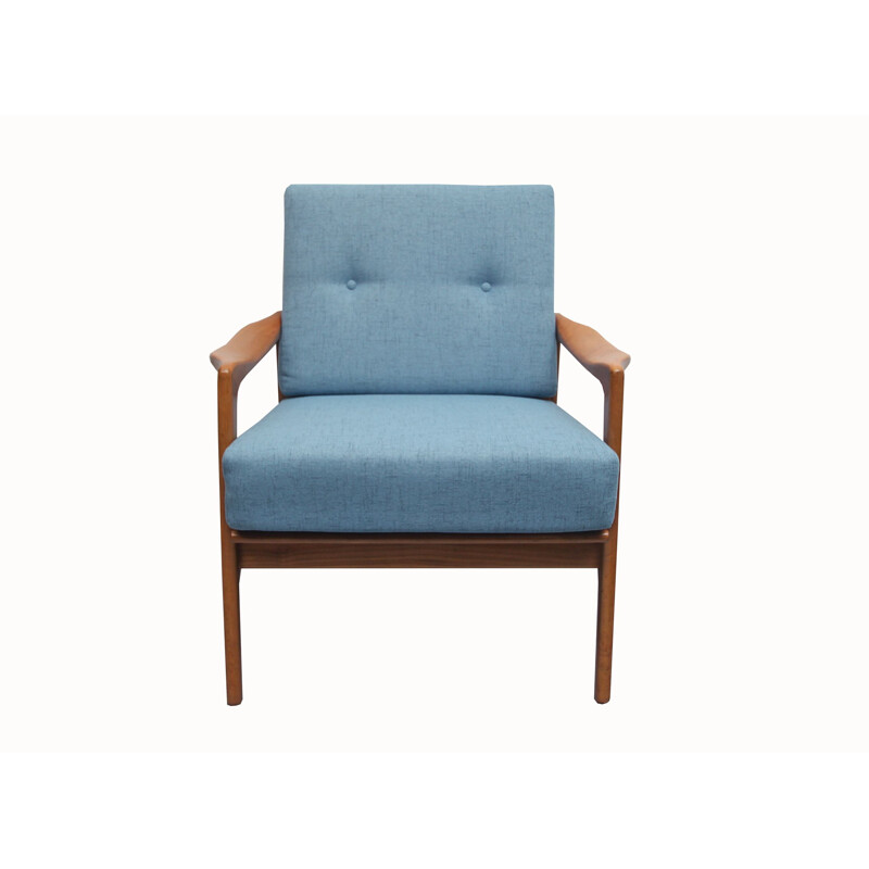 Mid century light blue armchair in cherrywood, 1960s