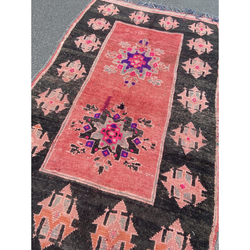 Vintage Berber boujaad wollen tapijt, Marokko 1990