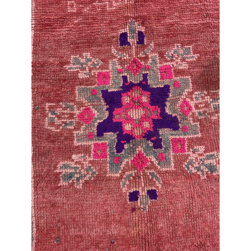 Tapete de lã de boujaad berbere Vintage, Marrocos 1990