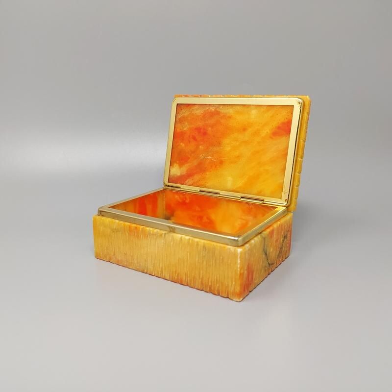 Set of vintage salmon colored alabaster ashtrays by Romano Bianchi, Italy 1960