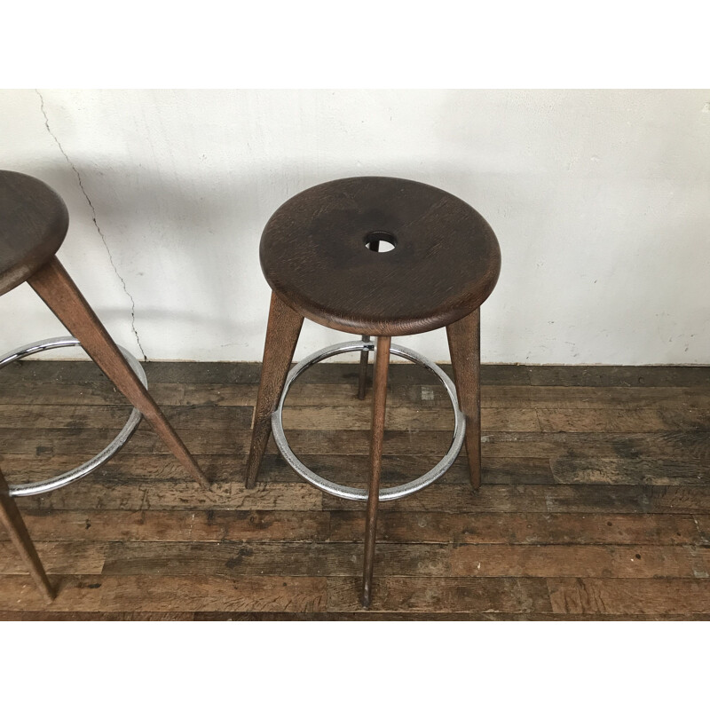 Ensemble de 3 tabourets de bar vintage par Jean Prouvé pour Vitra, 2002