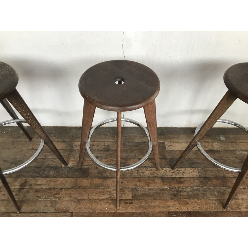 Set of 3 vintage bar stools by Jean Prouvé for Vitra, 2002