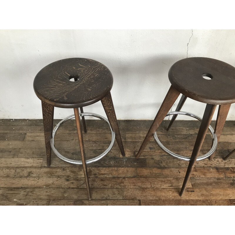 Set of 3 vintage bar stools by Jean Prouvé for Vitra, 2002