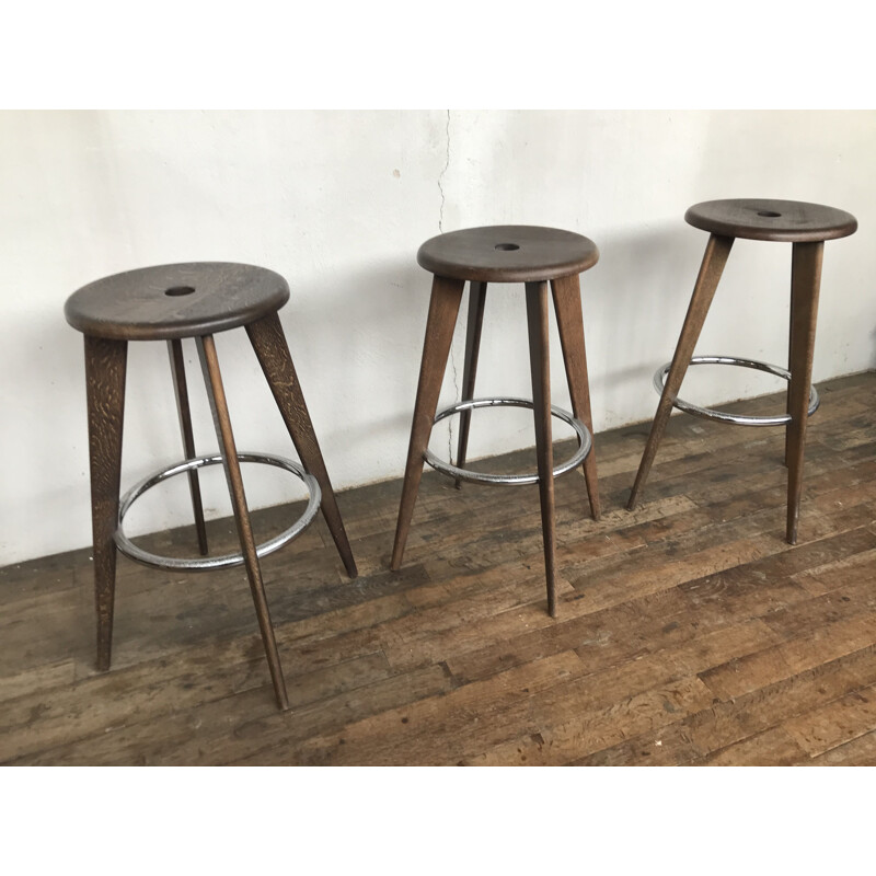 Set of 3 vintage bar stools by Jean Prouvé for Vitra, 2002