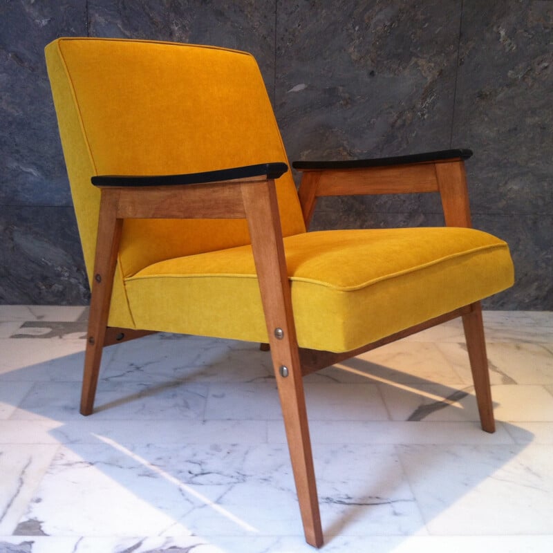 Soviet armchair yellow and black armrests - 1960s