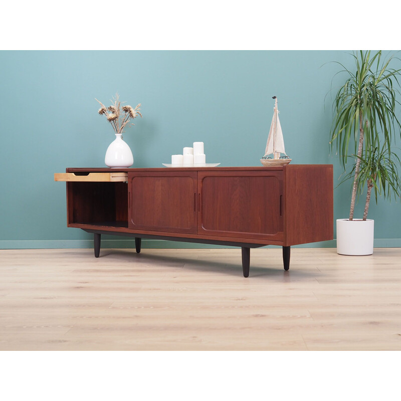 Teak vintage sideboard with sliding door, Denmark 1960s