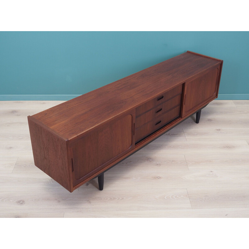 Teak vintage sideboard with sliding door, Denmark 1960s