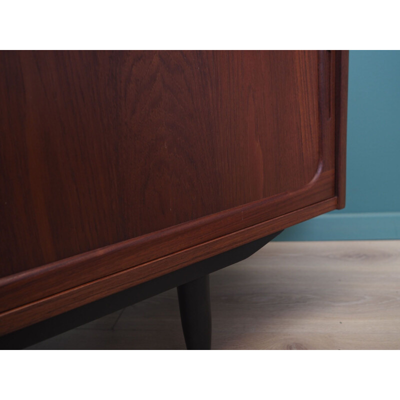 Teak vintage sideboard with sliding door, Denmark 1960s