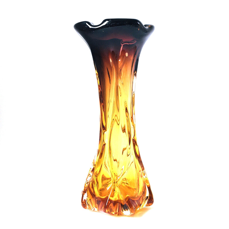 Labeled vintage vase in Murano glass, Italy 1970