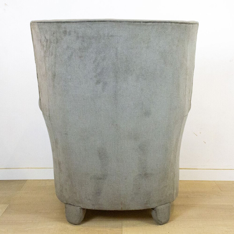 Sillón vintage de terciopelo gris, 1970