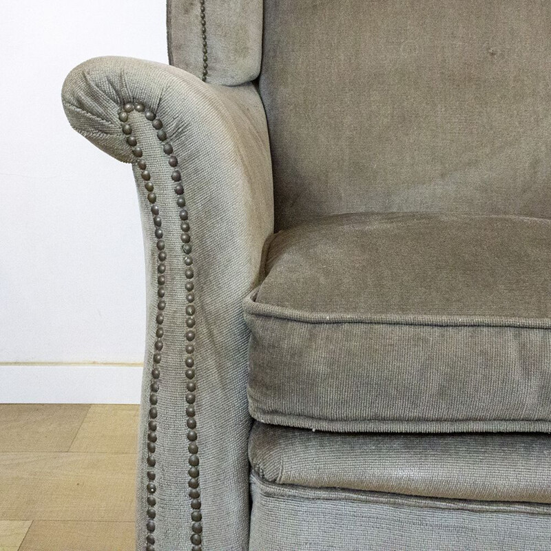 Sillón vintage de terciopelo gris, 1970